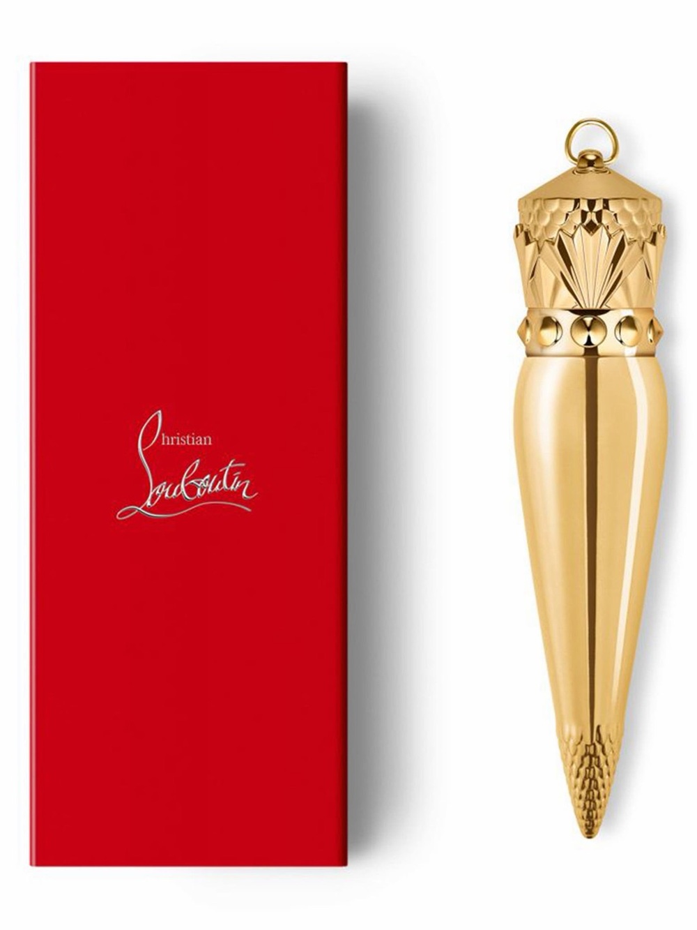 Christian Louboutin Red Lipstick in Gold Sculpted Case in Rouge Louboutin 001 - Picture 2 of 6